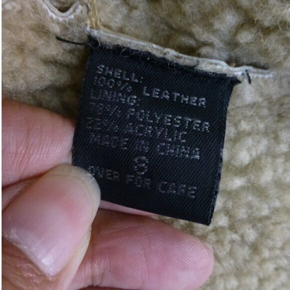 Express Vintage Leather Sherpa Lined Tan Vest - Picture 5 of 16